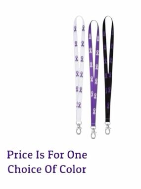 EPILEPSY AWARENESS PURPLE RIBBON LANYARD (CHOICE ONE OF 3 DIFFERENT COLORS) New